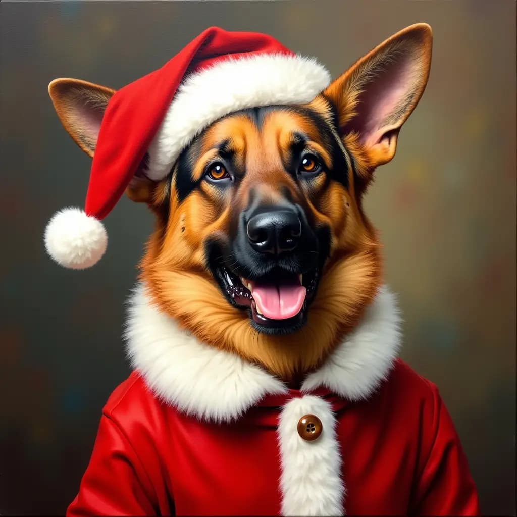 Pet portrait with Christmas theme