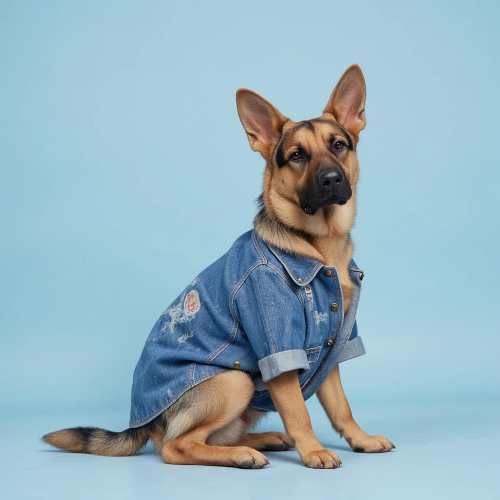 Pet in denim jacket