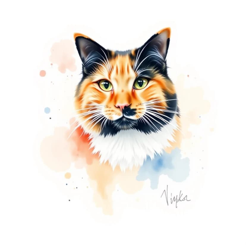 Watercolour style pet portrait