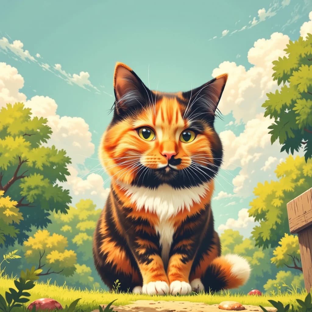 AI pet portrait in Ghibli style